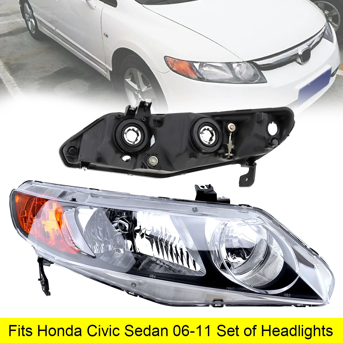 

1Pcs Waterproof Car Headlight Durable Right Side Headlight 33151-SNA-A02 33101-SNA-A02 33151SNAA02 fit for Honda 2006-2011 Civic