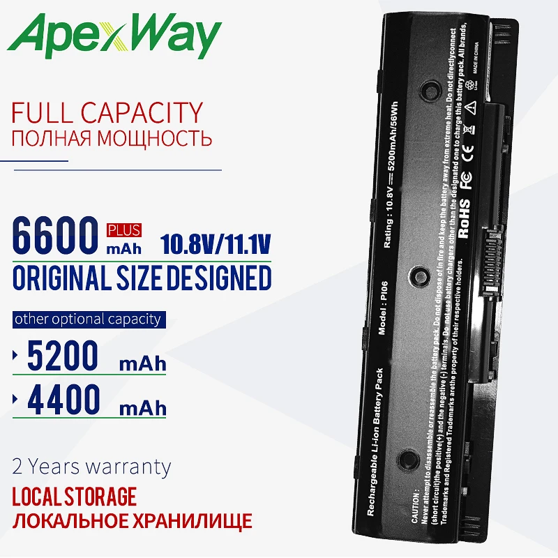 

ApexWay 6 cells laptop battery PI06 for Hp Envy 15 17 TouchSmart 15 17 Pavilion 15 17 HSTNN-LB40 LB40O LB4N LB4O