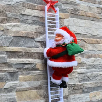 

Climbing Ladder Santa Claus Decorations Plush Music Figurine Winter Party Decor Chain Creative Gifts