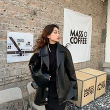 Faux Leather Jacket Women Casual PU Loose Motorcycle Jackets Female Streetwear Oversized Coat Korean Chic New Spring