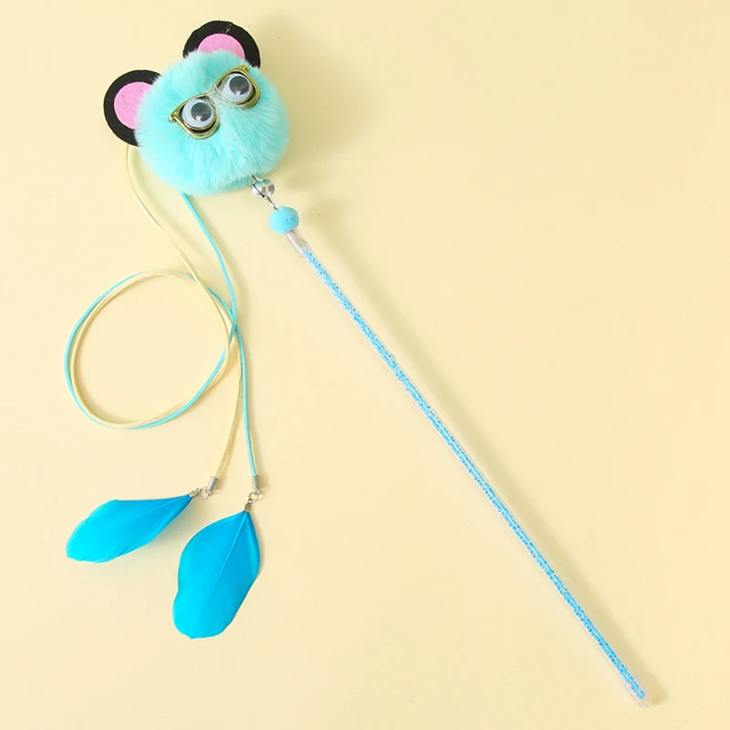 Plush Glasses Little Fairy Tassel Feather Bell Funny Cat Stick Cute And Interesting Outdoor Interactive Kitten Toy cute dog toys