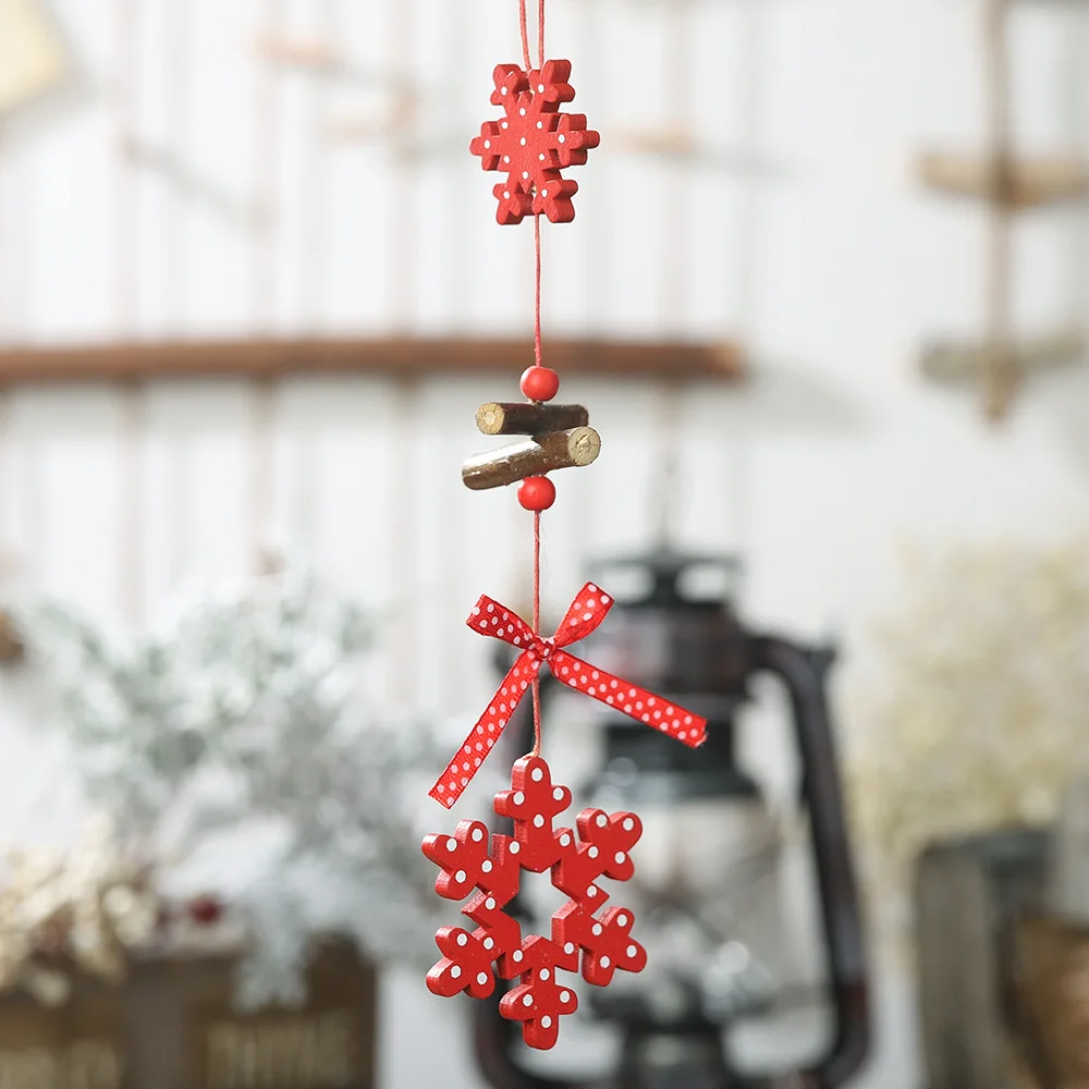 DIY красные рождественские снежинки и звезда и Дерево Деревянные Подвески украшения Искусственный цветы Рождественская елка детские подарки