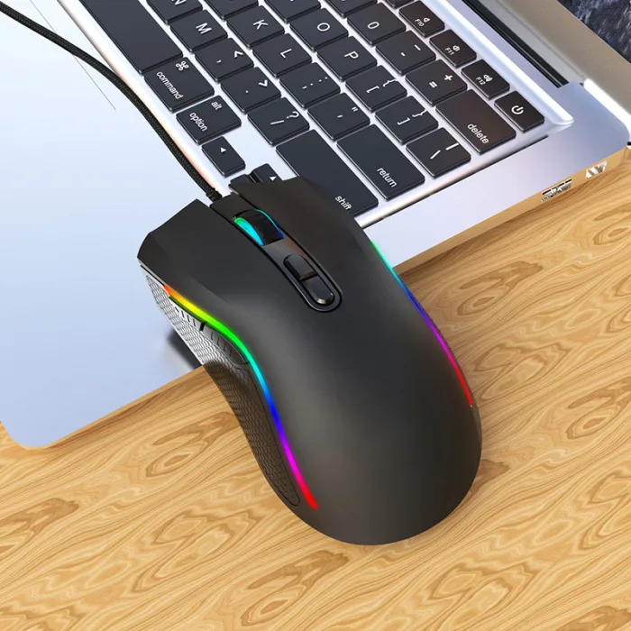 Светящаяся Проводная игровая мышь USB оптическая компьютерная мышь 7 программируемых клавиш OUJ99