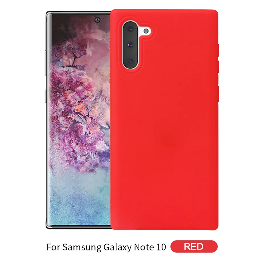 Матовый жидкий силиконовый чехол для samsung Galaxy Note 10 Pro, чехол для samsung note 10, однотонный защитный чехол для задней панели