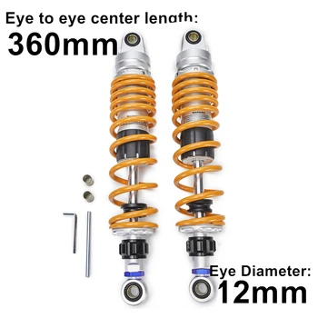 

360mm 14.17 inch Design Yellow Motorcycle Scooter Motor Bike ATV Quad Rear Shock Absorber Rear Suspension Bumper D30