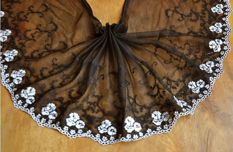 2 м черный серии в винтажном стиле С Прорезной вышивкой кружевной отделкой ткани