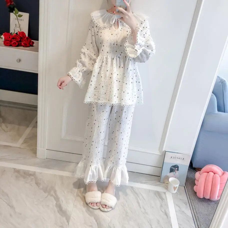 Бесплатная доставка новинка 2019 года осенние женские пижамы принцессы длинные