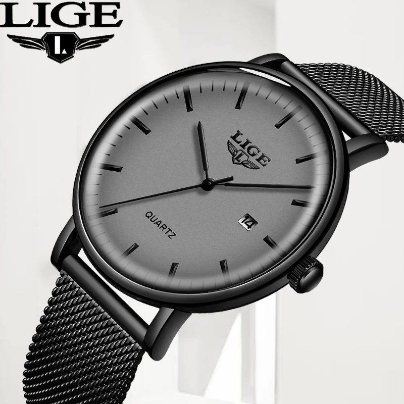 

New LIGE Watches Mens Top Brand Luxury All Steel Quartz Mens Watches Casual Waterproof Calendar Chronograph Relogio Masculino