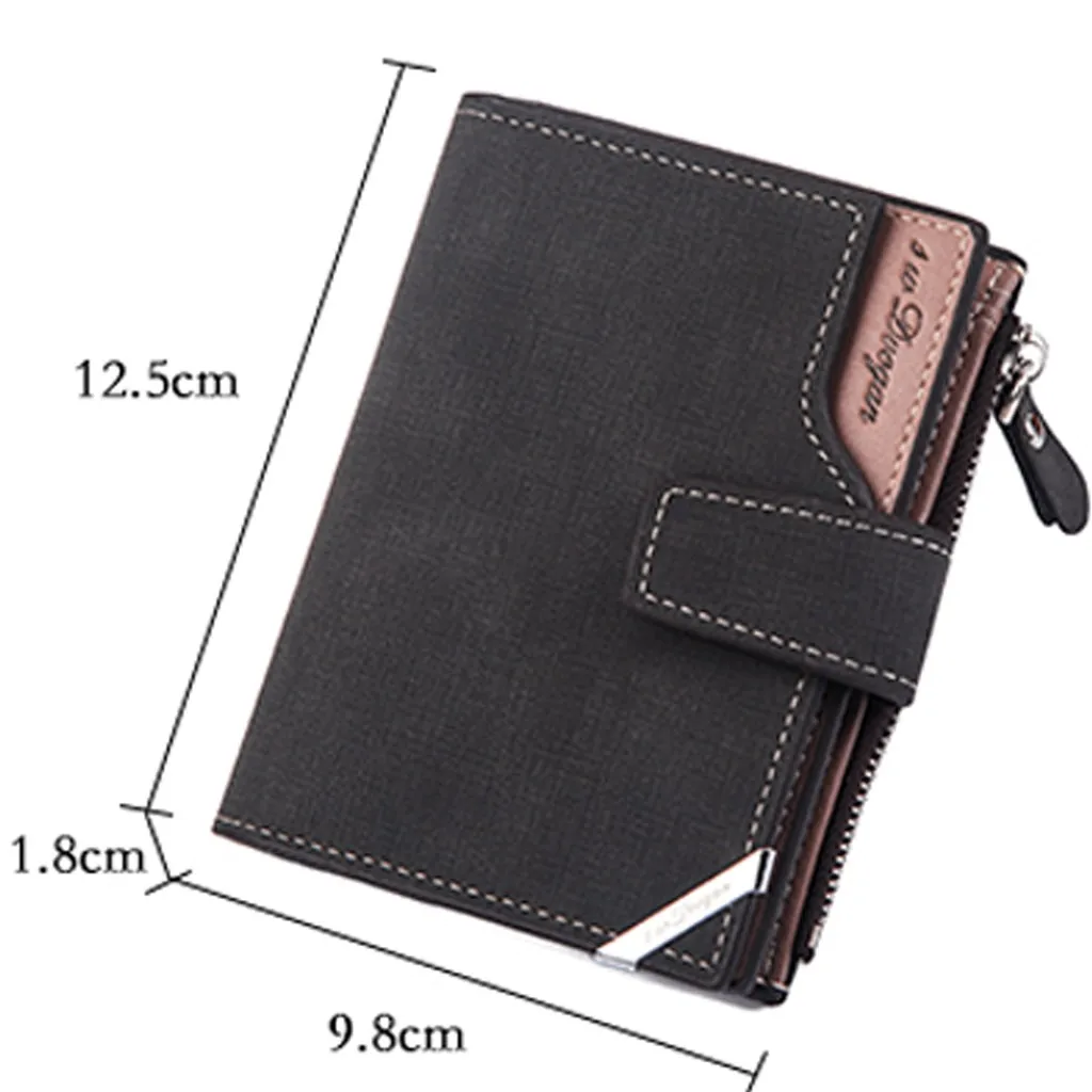 Retro Scrub Fashion Men's Wallet Dark Solid Color Long PU Leather Vintage Style Mini Square Card Bags Hasp Wallet For Males#5