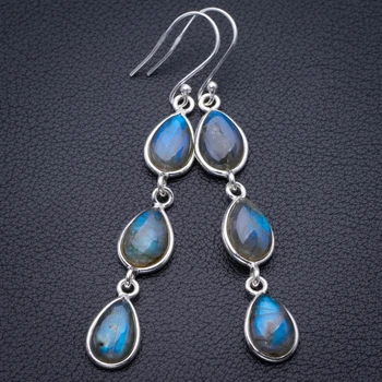 

Natural Blue Fire Labradorite Handmade 925 Sterling Silver Pendant 2.75" D3255