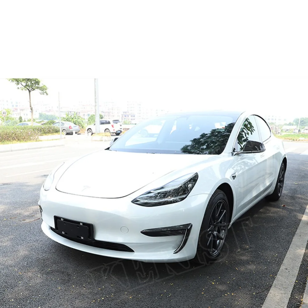 Глянцевый черный Передний бампер боковой Canards сплиттер спойлер для tesla модель 3-up Автомобильный Стайлинг