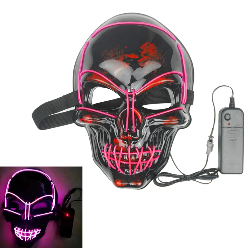 Хэллоуин неоновый светодиодный маска Детский костюм для вечеринок продувки маски выборов Косплэй костюм светодиодный DJ вечерние светильник вверх, тушь для ресниц и бровей светятся в темноте 42 Цвета - Цвет: pink