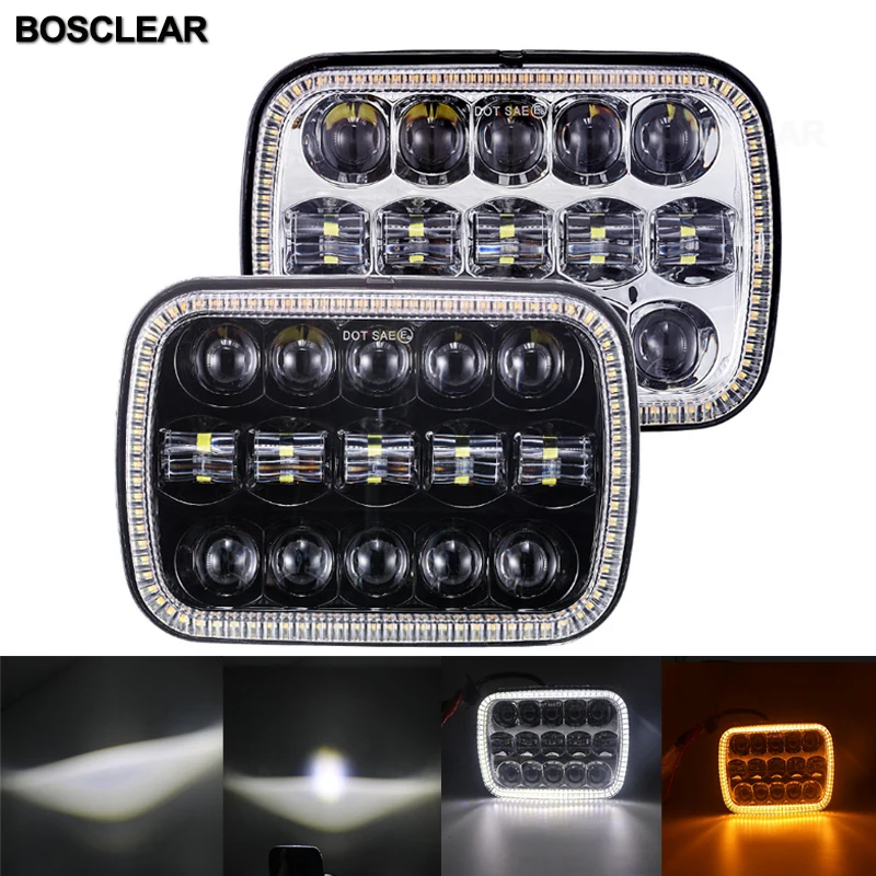 7X6 5X7 LED Headlight For Jeep YJ XJ Trucks Square Headlights for GMC
