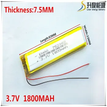 

Free shipping 1pcs/lot 752383 3.7 V lithium polymer battery 1800 mah DIY mobile emergency power charging treasure battery
