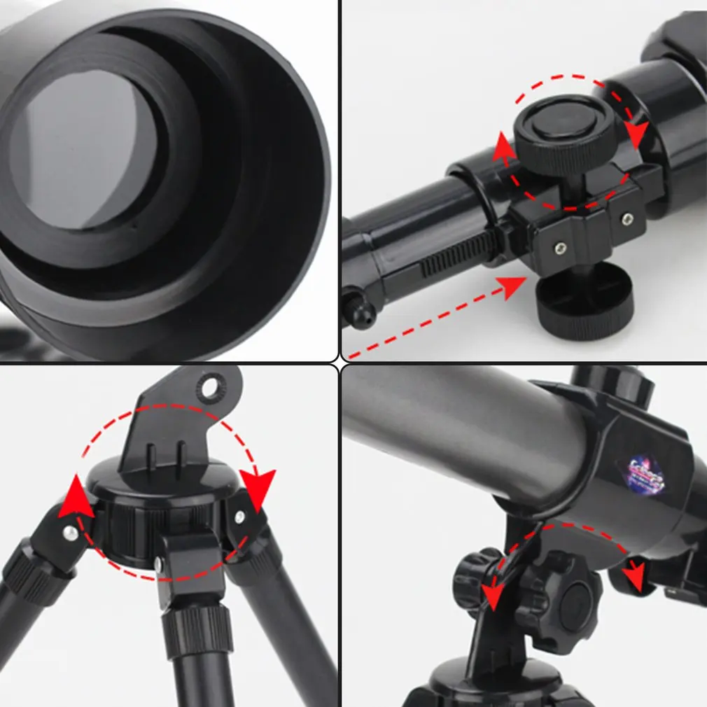 Refractive Astronomical Telescope with Tripod Adjustable Lever 40X Zoom Refractor Monocular Scope E