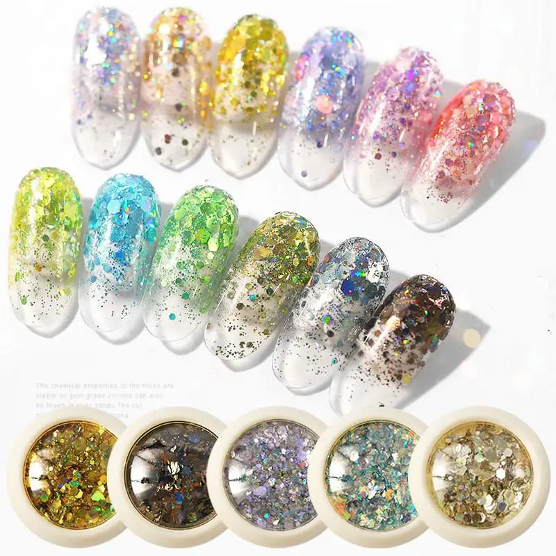 

10Styles Six Color Suit Sequins Eye Makeup Sequins Gradient Nail Glitter Glitter Sequins Loose Powder Shining Nail Art for Women