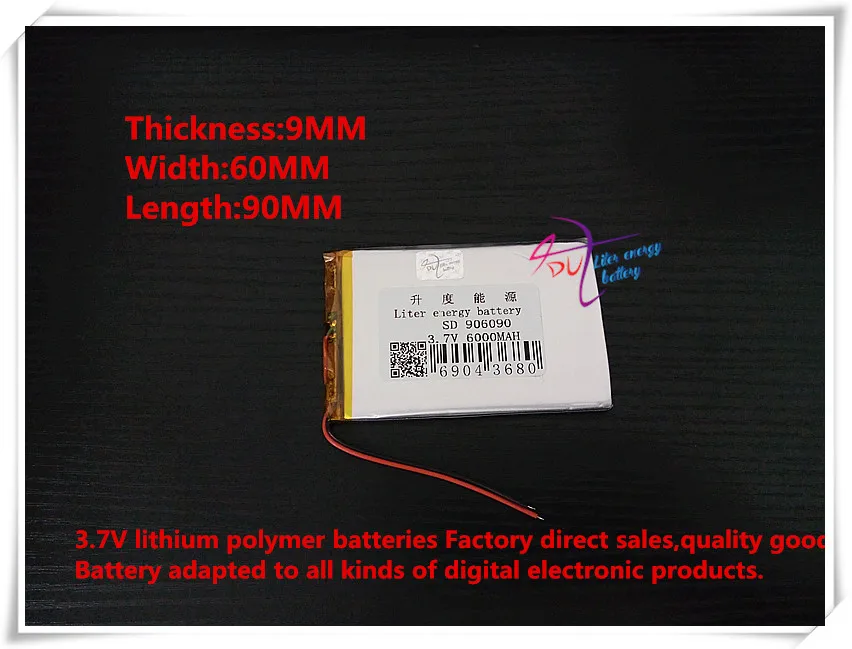 3,7 V 6000mAH 906090 полимерный литий-ионный аккумулятор/литий-ионный аккумулятор для планшета Дополнительный внешний аккумулятор электронная книга
