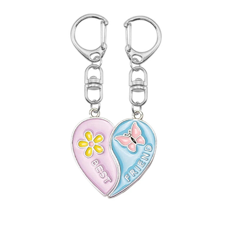 Beste Freund Keychain Kleine Blume Schmetterling Anhänger Rucksack Schlüssel Kette Männlichen Und Weiblichen Studenten BFF Freundschaft Anhänger Schmuck