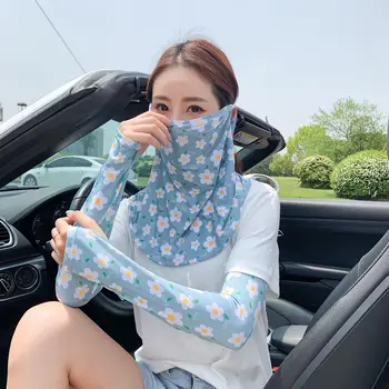

Ice silk sleeve mask sunscreen glove net red with the same paragraph ice sleeve riding half finger cycling sunscreen mask