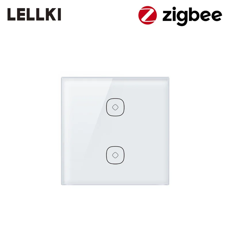 Умный переключатель Zigbee, UK, EU, белый, беспроводные переключатели управления, таймер, штепсельная вилка 10А, для смартфонов Echo plus, Philips Hue - Цвет: UK 2-Gang