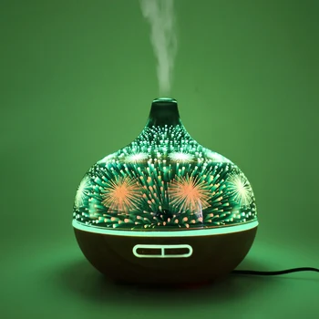

3D Firework Glass Air Humidifier with 7Color Led Night Light Aroma Essential Oil Diffuser Mist Maker Ultrasonic Humidifier