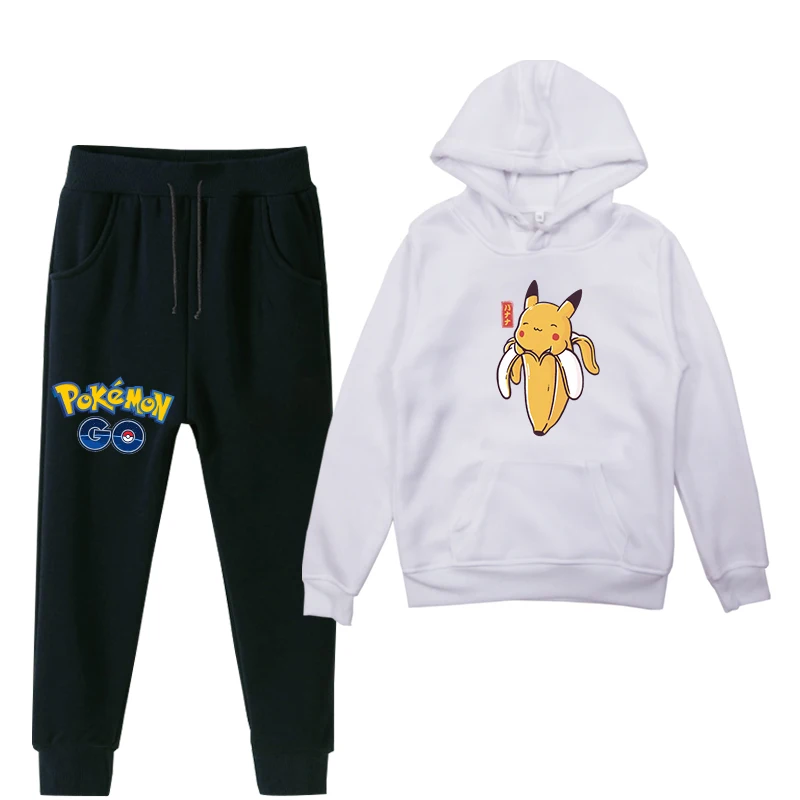 Pokachu тонких листов kawai iToddler костюм для мальчиков, девочек осень-зима Толстовка Повседневное брюки детские, для малышей теплый спортивный комплект для малышей Детская одежда Комплекты - Цвет: 16