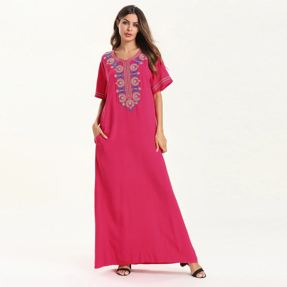 Turkey Muslim Abaya Dress Women Embroidery Dubai Arabic Vestidos Moroccan Kaftan Robe Longue Femme Hijab Musulman Ensembles 2020 Islamic Clothing Aliexpress