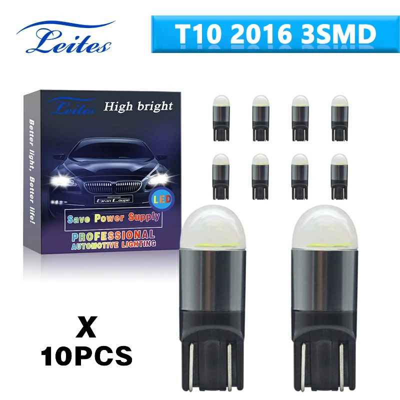 10 шт. Автомобильные светодиодные лампы T10 W5W 2016 3SMD 12 В DC 6500K | Автомобили и мотоциклы