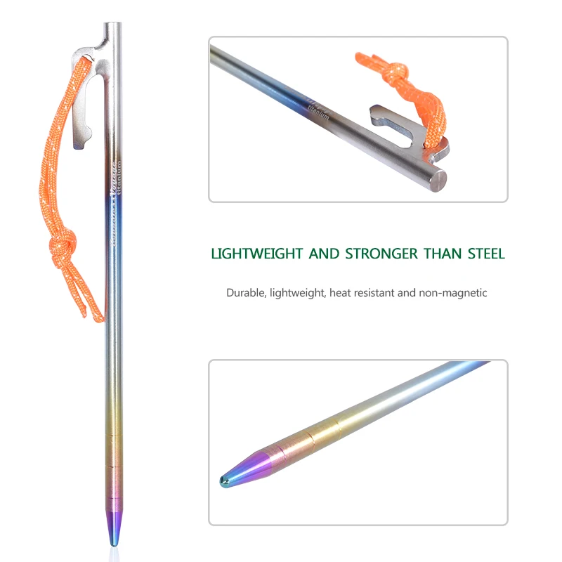 Boundless Voyage Titanium Tent Pegs Camping Nails Heavy Duty Tent Stakes Pins Hard Ground Accessories 20cm/24cm/30cm/35cm/40cm Boundless Voyage Titanium Tent Pegs Camping Nails Heavy Duty Tent Stakes Pins Hard Ground Accessories 20cm/24cm/30cm/35cm/40cm