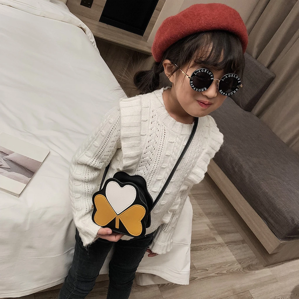 2019 Girl Backpacks Coin Purse Handbag Children Wallet Small Kids Shoulder Handbag Crossbody Purse Money Baby Heart Bags 823