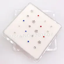 

20Pcs/Pack 925 Sterling Silver New Mix Design Nose Studs Body Piercing Jewelry Pircing Nariz Percing Nez Bijoux De Corps