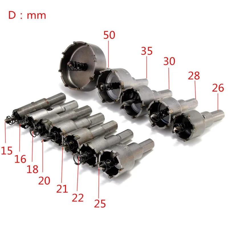 12Pcs/Set Metel Hole Saw Tooth Kit Drill Bit Set Stainless Steel Alloy Wood Cutter 15mm-50mm Univer