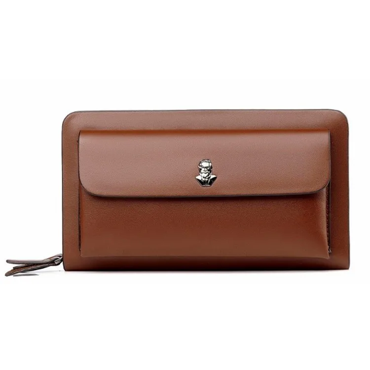 

2019 New Style MEN'S LONG Pattern Wallet Zipper Handbag Solid Color Waterproof Daishu Handbag Card Bit More Purse