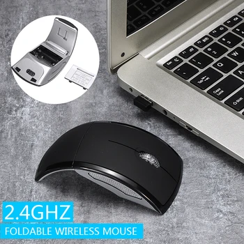 

Pohiks 1pc 2.4GHz 1000DPI Foldable Arc Wireless Optical Mouse 4-Way Scrolling Folding Mice + USB Receiver for Notebook