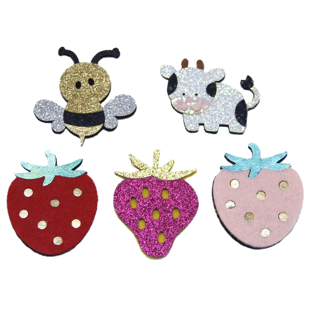 

New 10Pcs Strawberry Bee Non-woven Patch Hair Accessories Headdress Headband Decoration Girls DIY Projects,10Yc7429