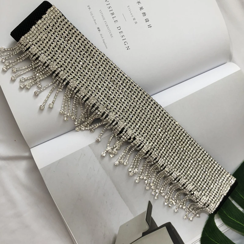 Women fashion blingbling fringe belt sexy club diamond beading knitted elastic belts autumn winter new