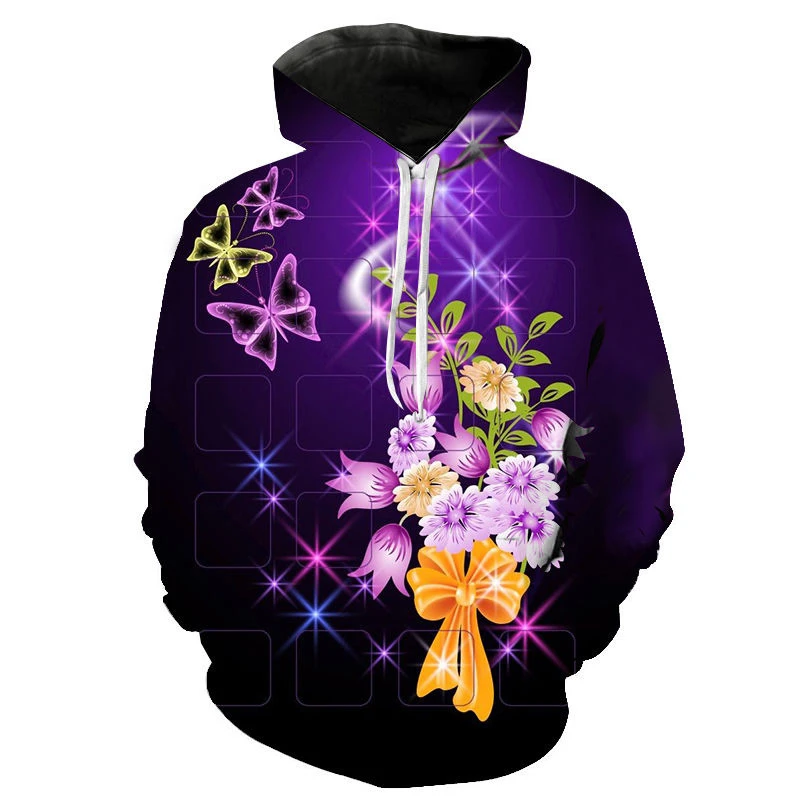 

Harajuku Colorful butterfly 3D Print Oversized Hoodie Women Sweatshirt Long Sleeve Pullover Tops With Hoody Sweatshirts Moleton