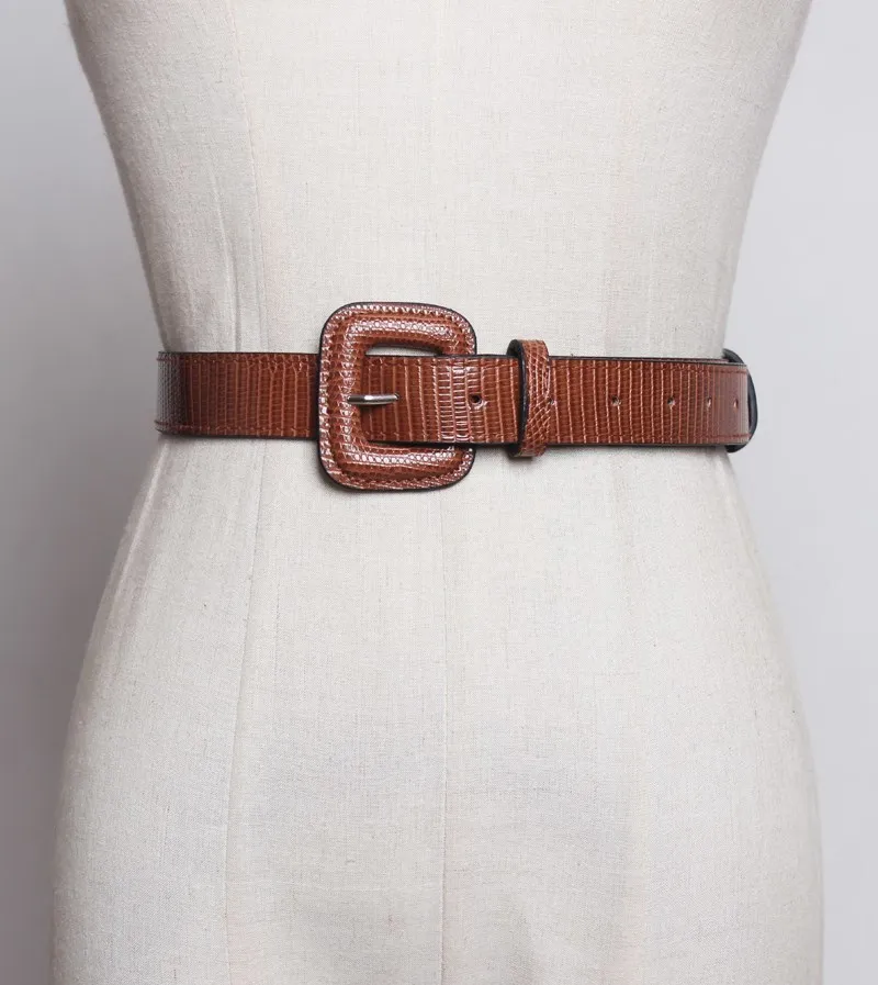[YaLee] New Fashion Summer Autumn Simple Pin Buckle PU Leather Girdle Long Waist Belts Women N333 - Цвет: camel