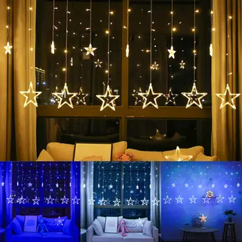 

LED String Lights Pentagram Star Curtain Light Fairy Wedding Birthday Christmas Lighting Indoor Decoration Light 220V IP44