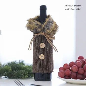 

Christmas Sweater Wine Bottle Cover Collar Button Champagne Bottle Coat Xmas Party Decorations