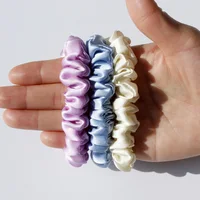 100% Pure Mulberry Silk Scrunchies Hair Ties Rubber Bands for Women Girls Small Elastic Ponytail Holder No Damage 19 Momme 1.5CM - Image 3