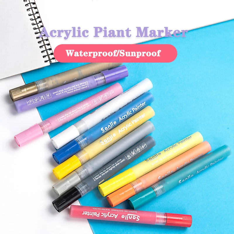 Wholesale 8 Pack Water Based Acrylic Paint Bullet Journal Markers