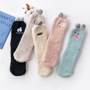 

Thickening Women Socks Lovely Plush Keep Warm Sleep Home Floor Ladies Funny Socks Coral Fluffy Feet Warmer Sokken meias