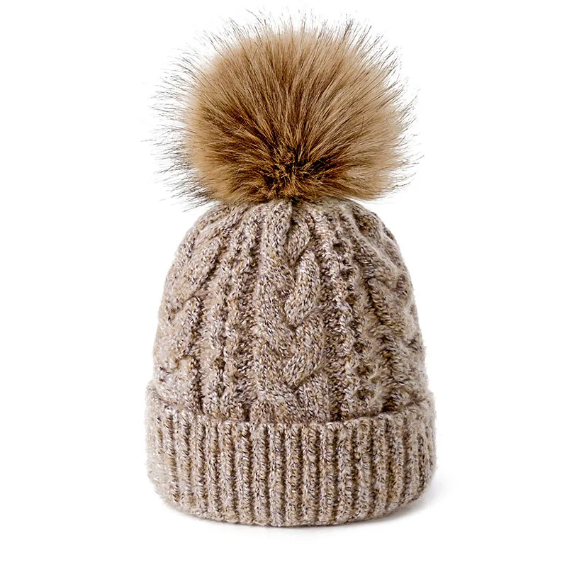 New Women's Hat For Women Winter Warm Knit Solid Color Wool Cap Warm Women's Skullies Beanies Hat Knitted Hats Casual Cap - Цвет: f
