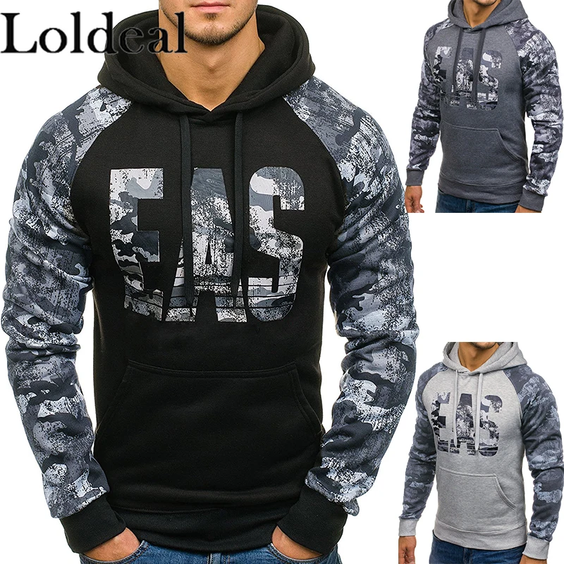 Loldeal Men Alphabet Stitching Batik Hoodie Calvin Klein Performance Cotton Polyester Sweatshirt