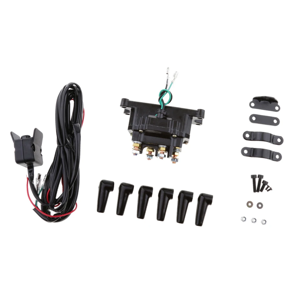 

12V Solenoid Relay Contactor with Winch Rocker Thumb Switch for ATV UTV