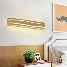 Luz Led de pared de madera sólida de cabecera nórdica, lámpara frontal de espejo de baño japonés Simple de madera sólida moderna para sala de estar, luz Led de pared