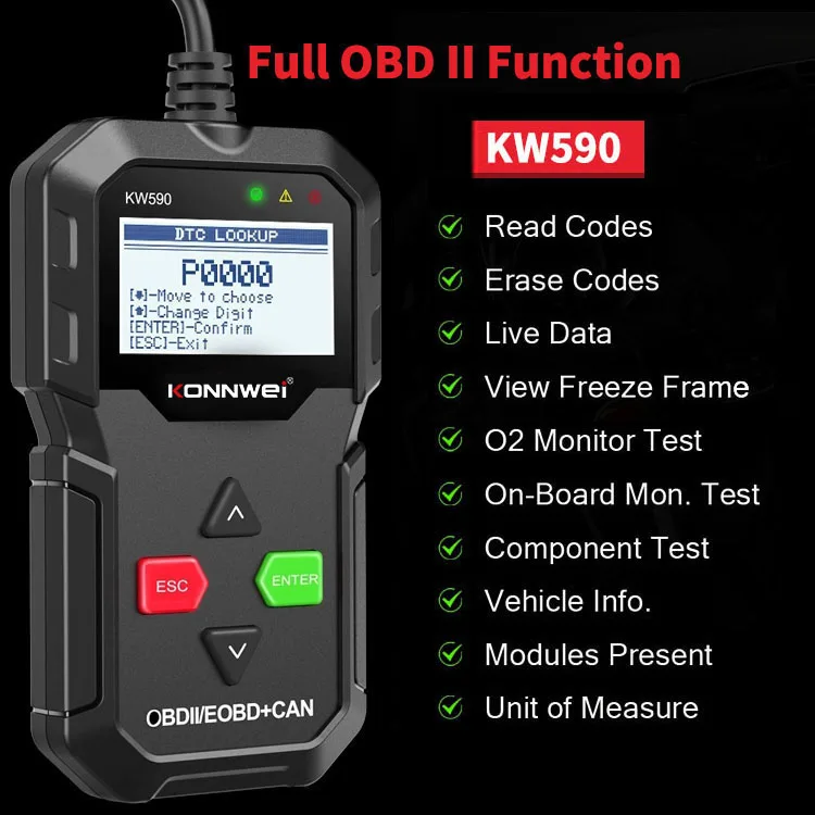KONNWEI KW590 диагностический сканер OBD 2 считыватель кодов автоматический лучше чем