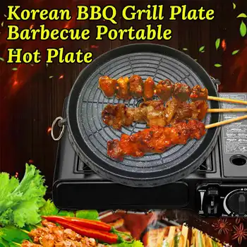 

32cm Maifan Stone Charcoal Grill Pan Round Garden Party Outdoor Picnic Terrace Beach Korean BBQ Plate Non-Stick Aluminum Tray
