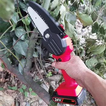 

Mini Electric Chainsaw Cordless Handheld Pruning Saw Portable Home Garden Logging Power Tool Battery Wood Cutter